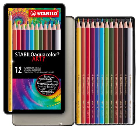 stabiloaquacolor metal box of 36 colours aquarellable coloured pencil|stabilo colored pencils.